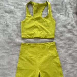 Girlfriend Collective Green Bike Short & Bra Set | Activewear | Bra XS | Short S